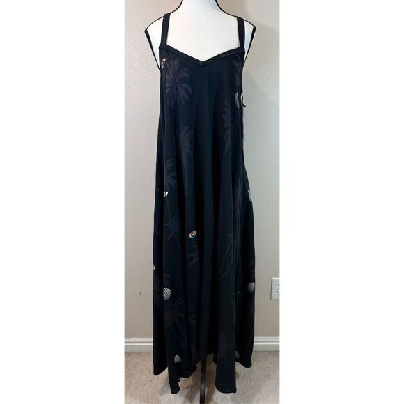 NWT Veda "Tropical" Long Flowing Nirvana Maxi Dark Cottagecore Dress Women's M - Picture 4 of 13